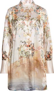 Camilla Twilight in Istanbul Long Sleeve Silk Satin Shirtdress