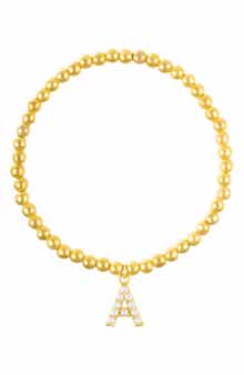 Adornia Faux Pearl Initial Charm Beaded Bracelet
