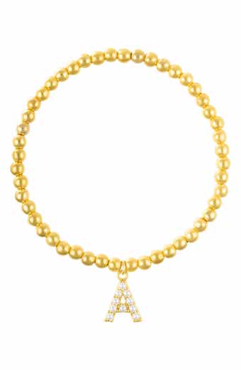 Adornia Faux Pearl Initial Charm Beaded Bracelet