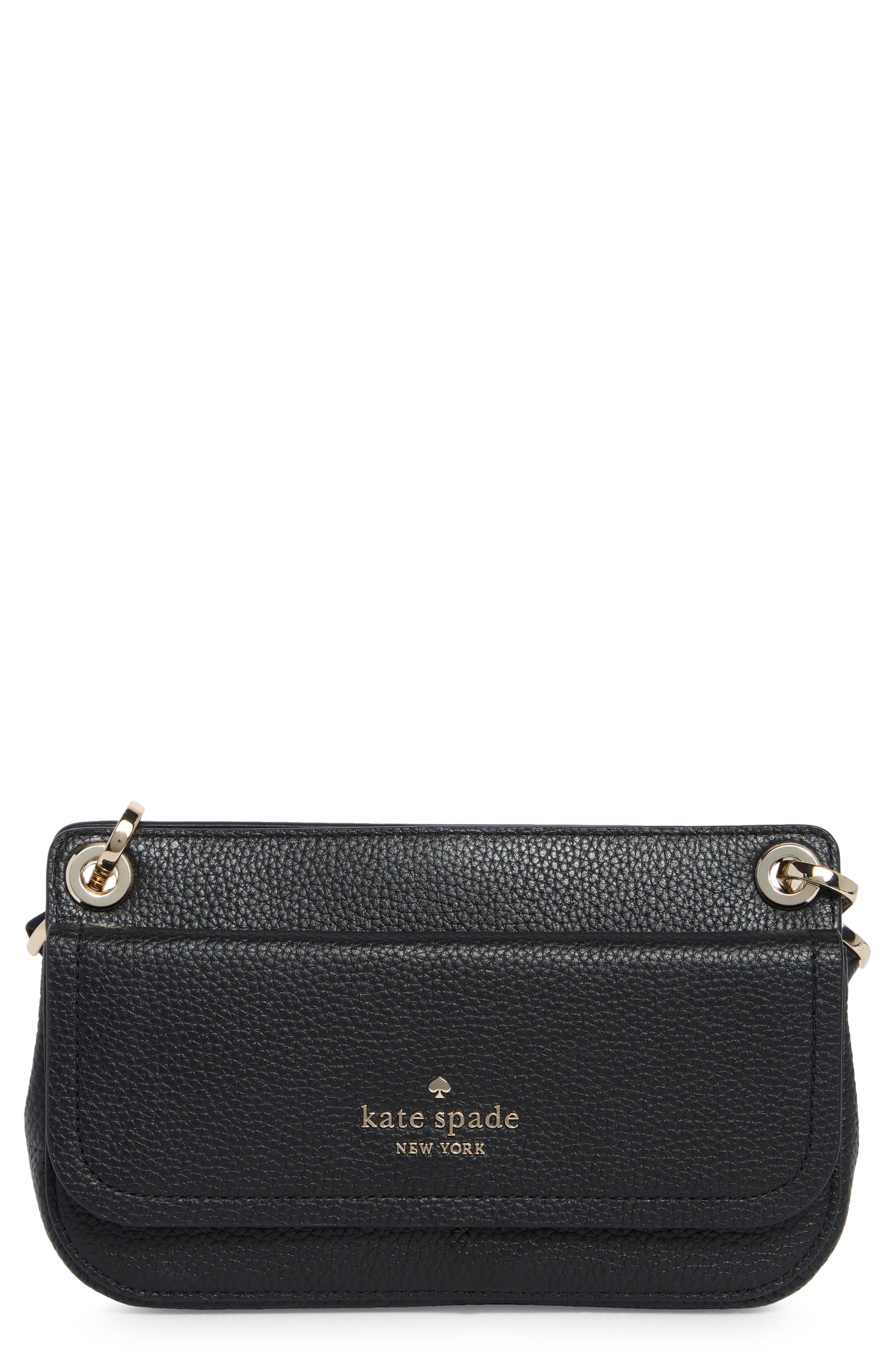 Kate Spade New York small flap crossbody bag and pouch, Main, color, Black