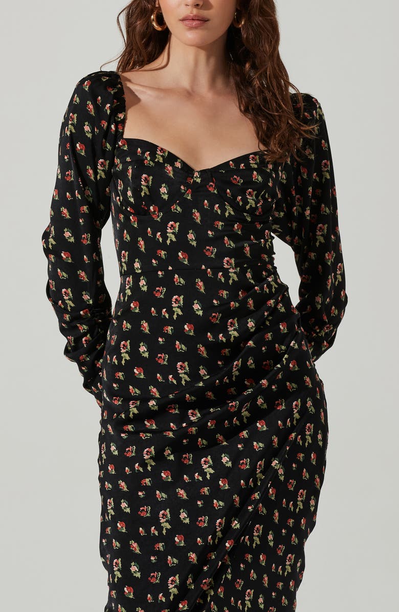 ASTR the Label Floral Print Long Sleeve Dress, Alternate, color, 
