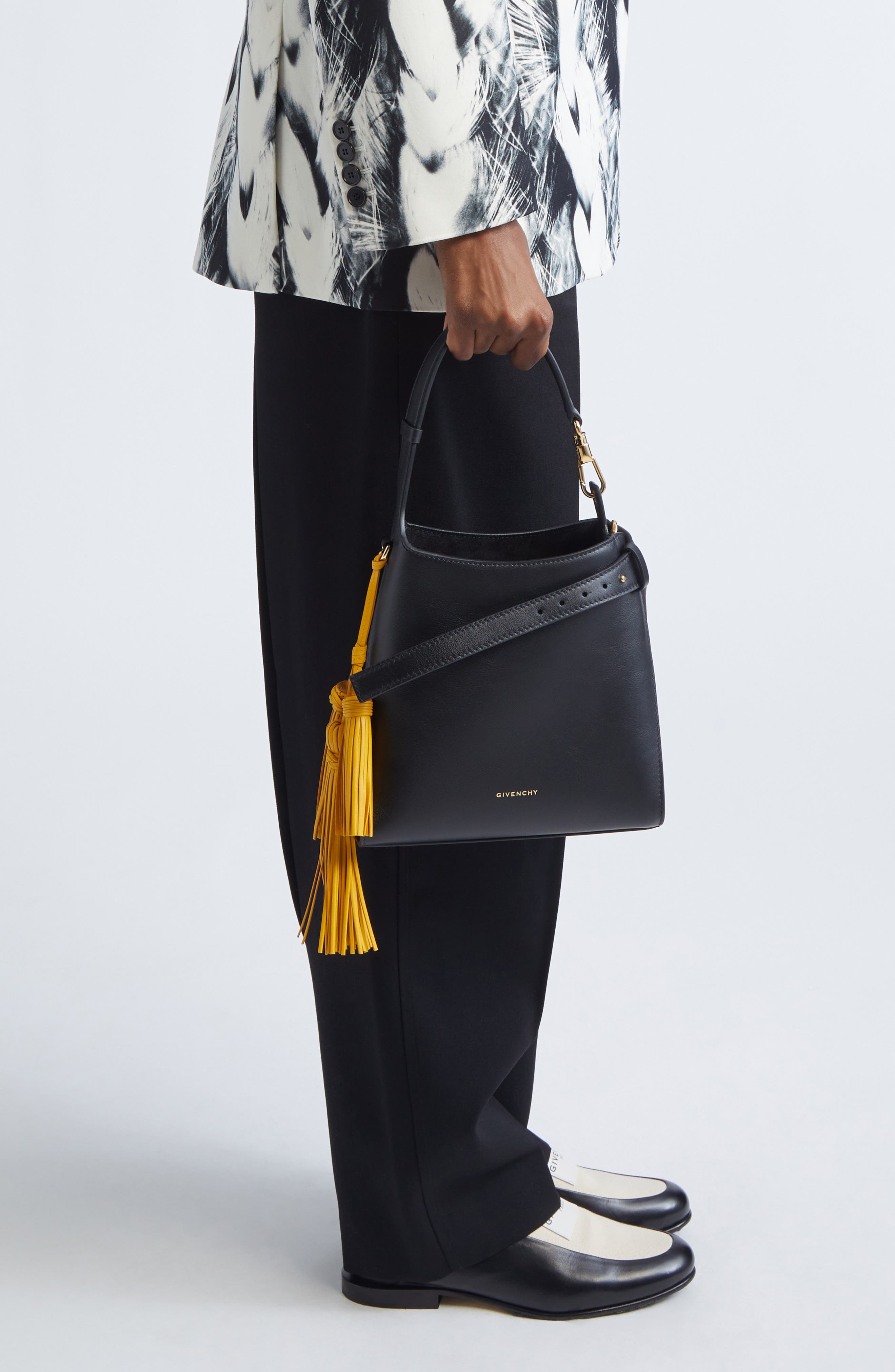 Givenchy Mini Day Leather Hobo Bag, Alternate, color, Black