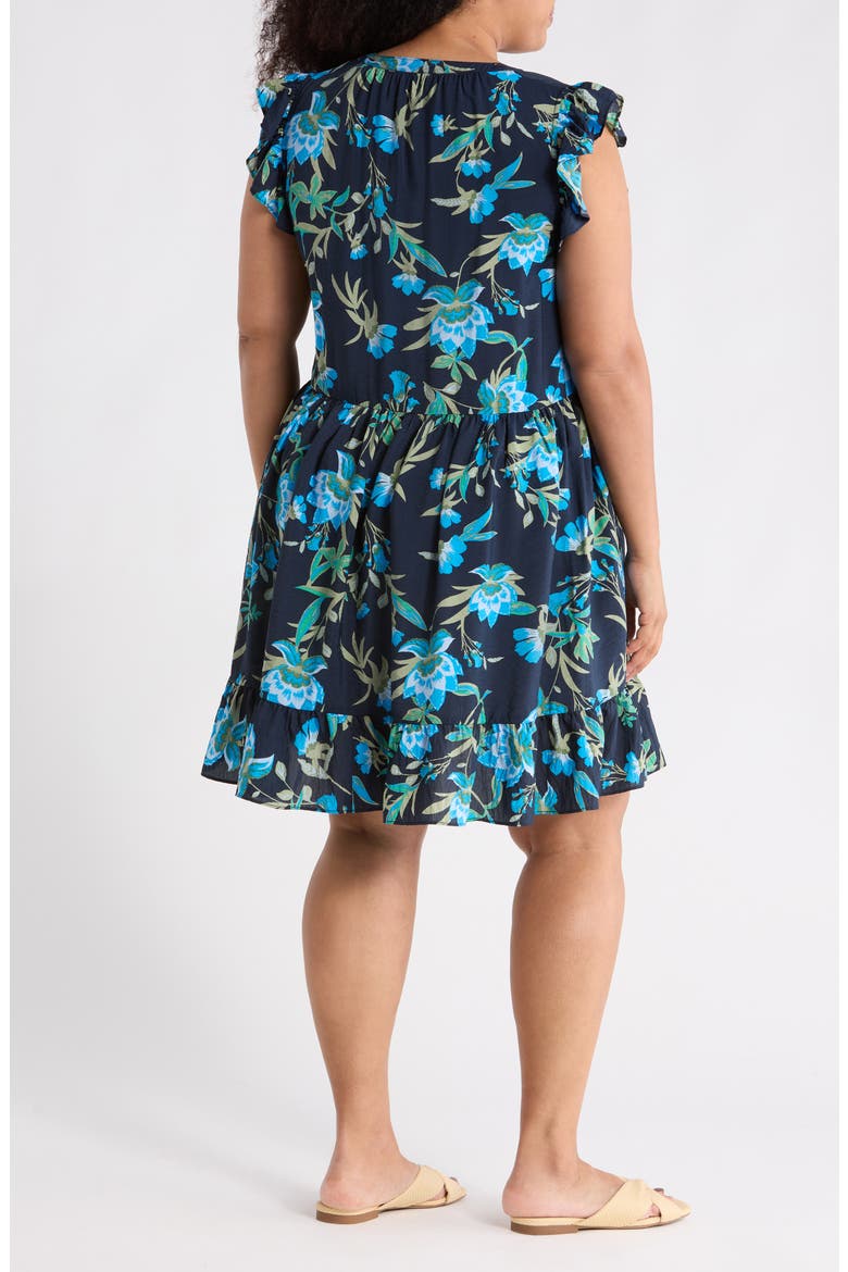 Ruffle Shoulder Minidress, Alternate, color, NAVY BLUE WILLOUGHBY FLORAL