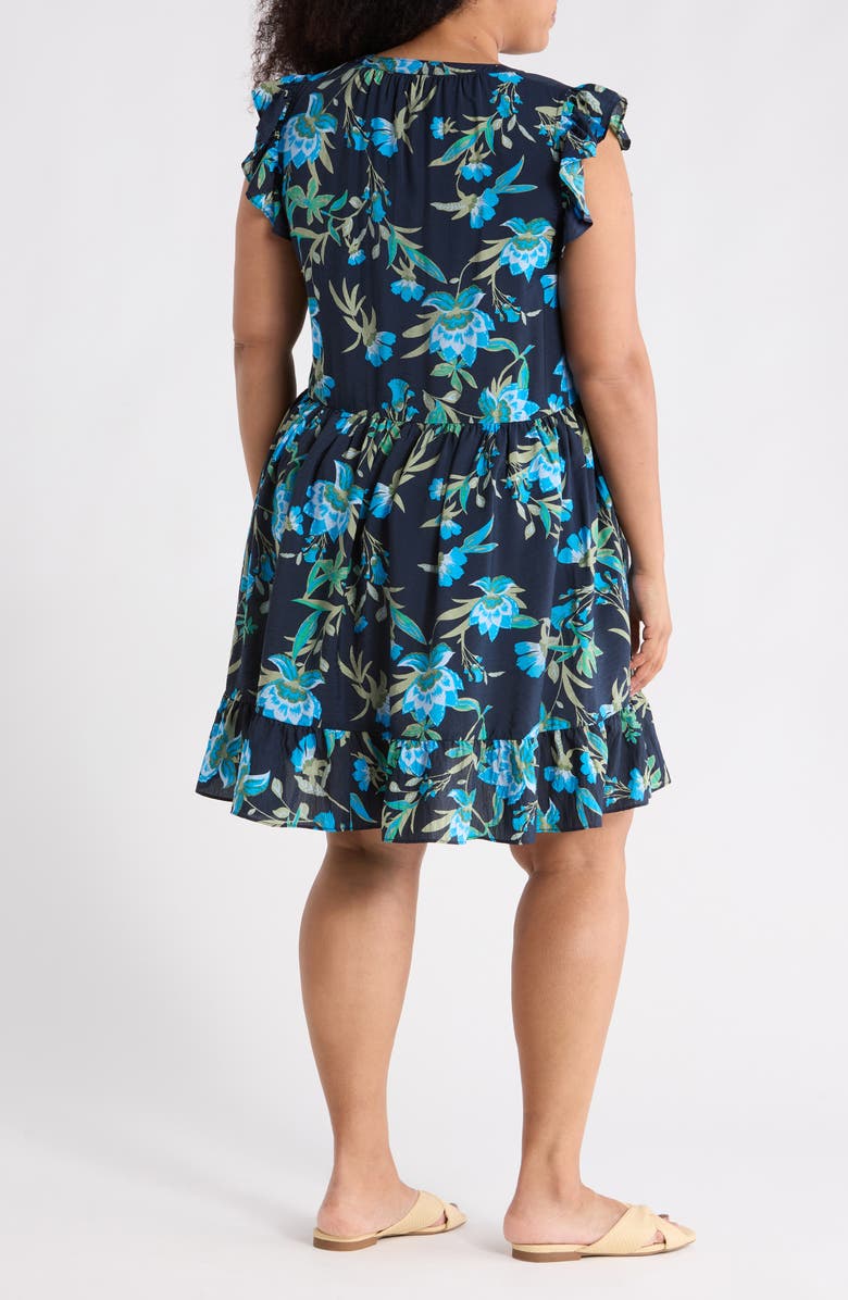 Caslon<sup>®</sup> Ruffle Shoulder Minidress, Alternate, color, Navy Blue Willoughby Floral