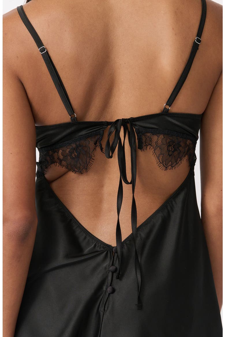 Ray Lace Trim Satin Teddy, Alternate, color, BLACK