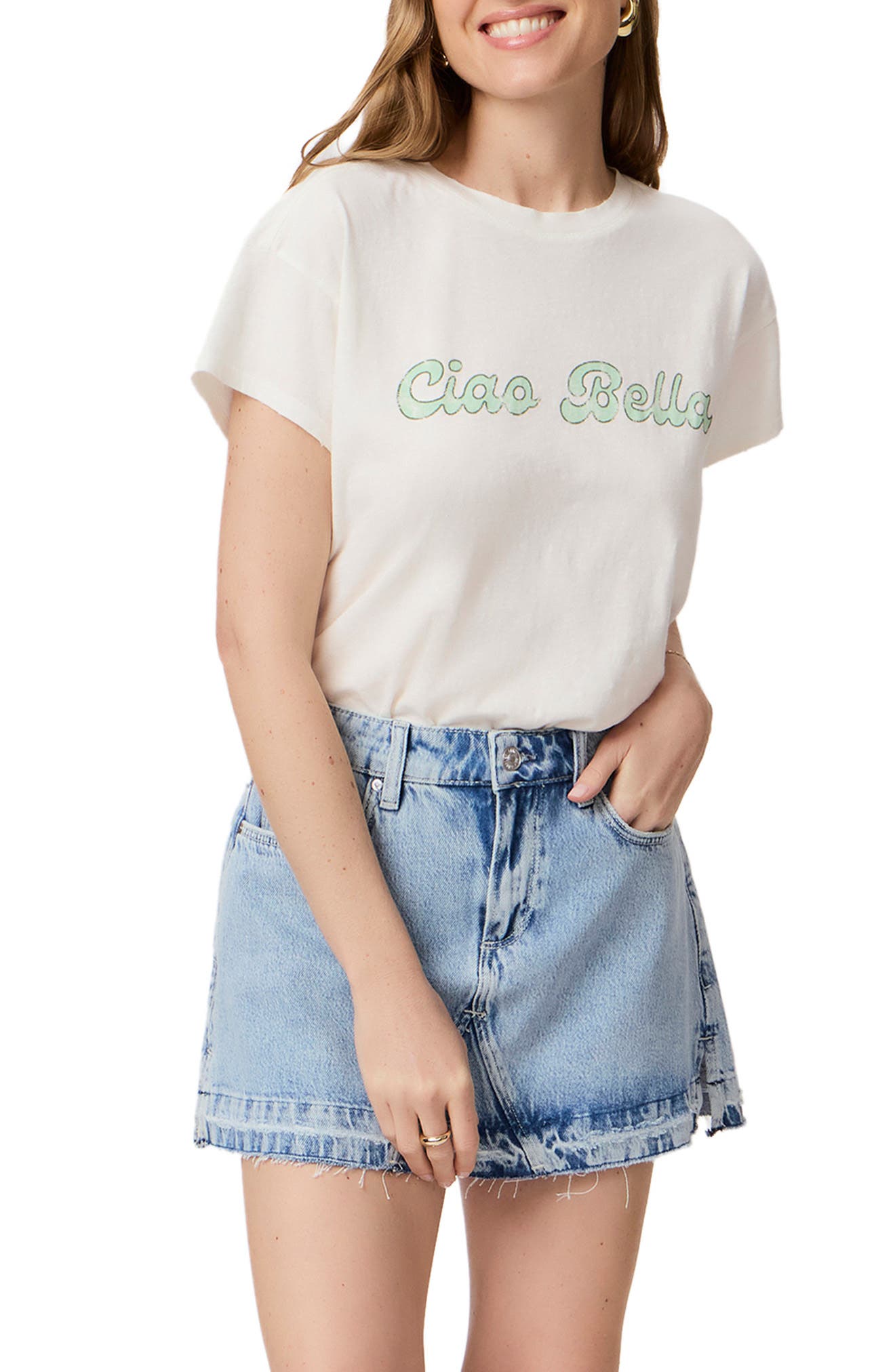 PAIGE Ren Ciao Bella Cotton & Linen Graphic T-Shirt