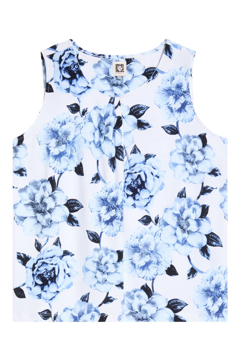Floral Pleat Neck Top, Alternate, color, CRISP WHITE MULTI