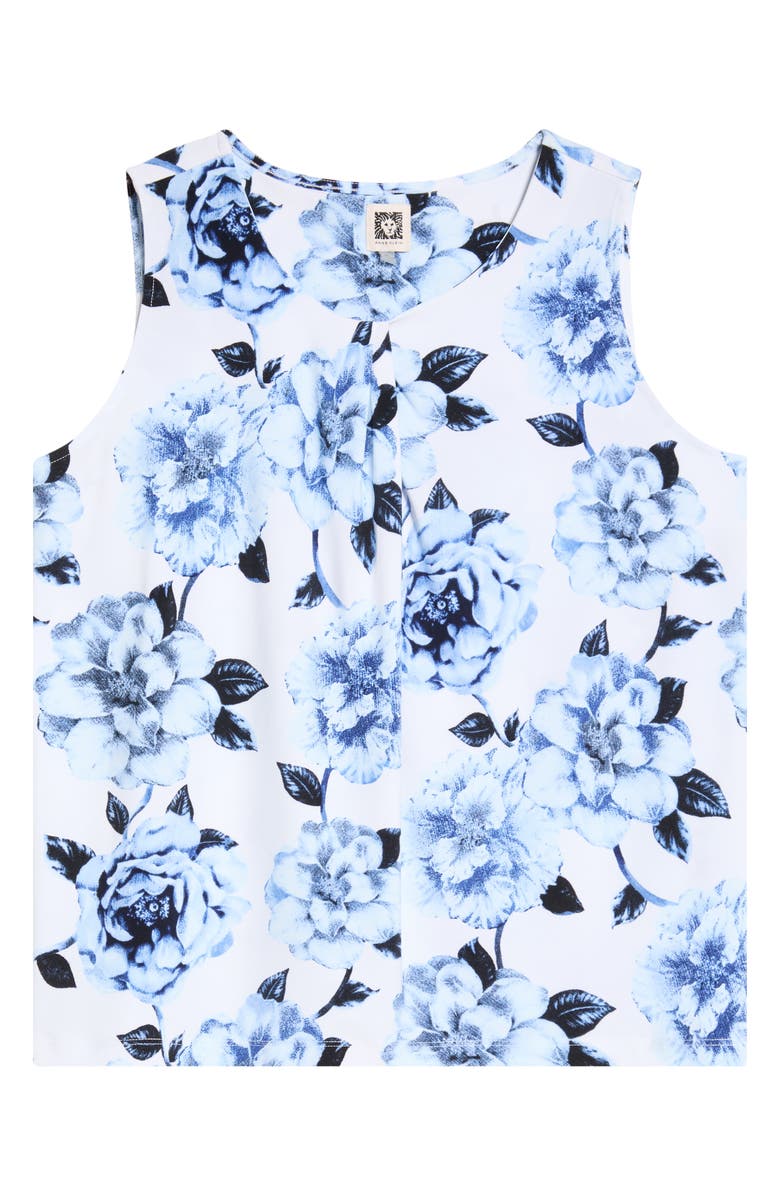 Anne Klein Floral Pleat Neck Top, Alternate, color, 