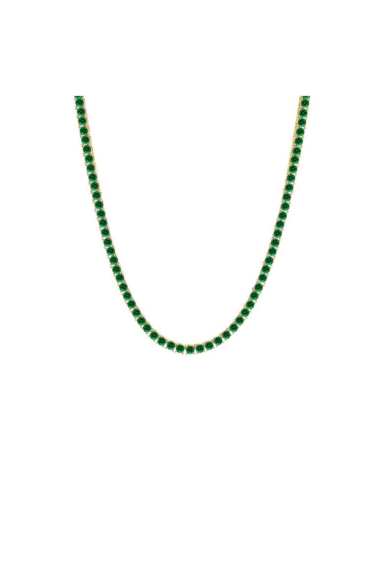 Colored CZ Tennis Necklace, Main, color, Emerald Green - 16 Inch / 3 MM