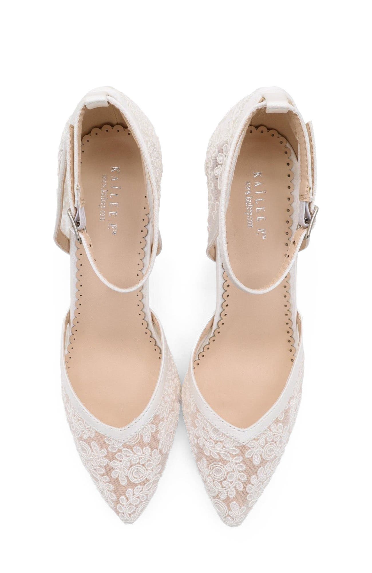 Kailee P Abby Lace Block Heel with Ankle Strap, Alternate, color, White