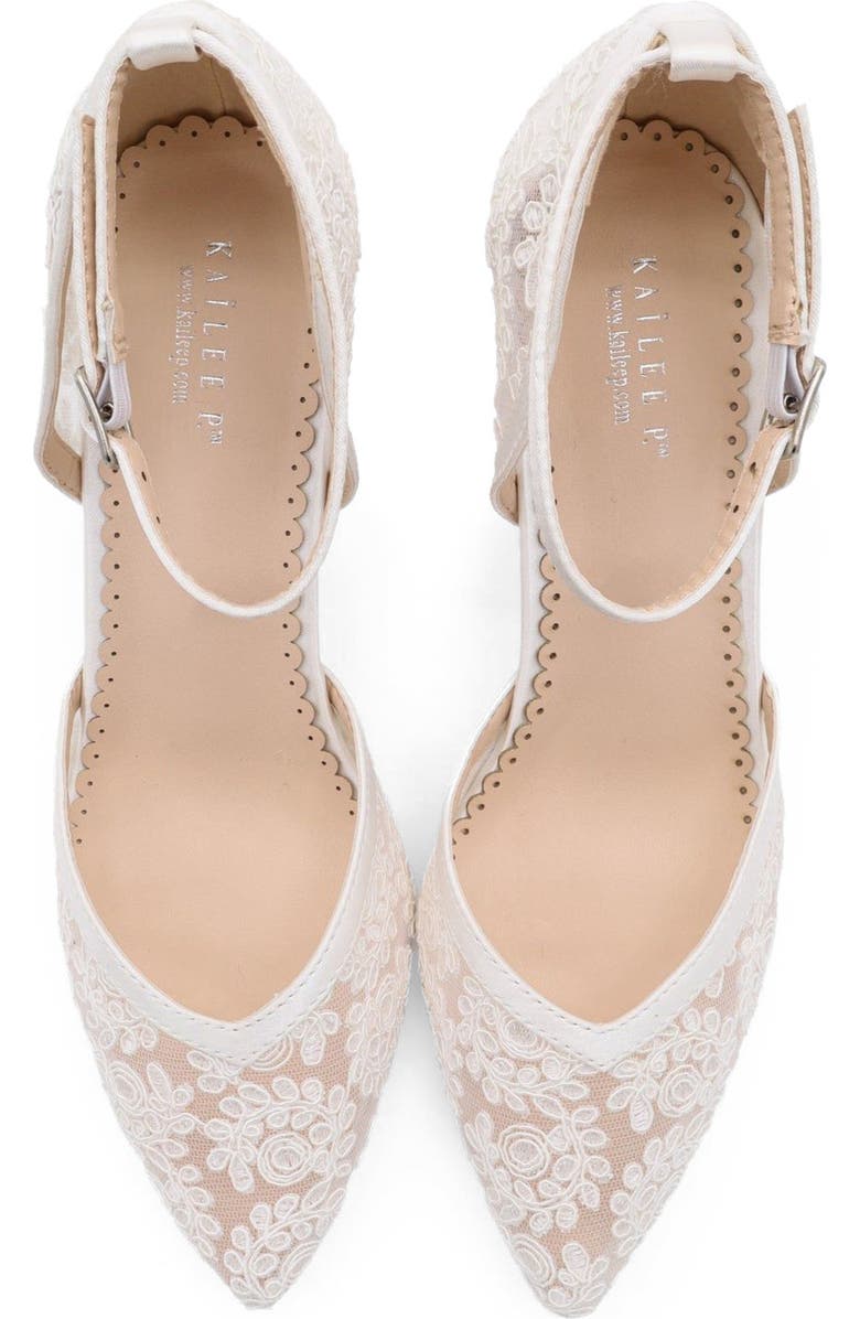 Kailee P Abby Lace Block Heel with Ankle Strap, Alternate, color, White