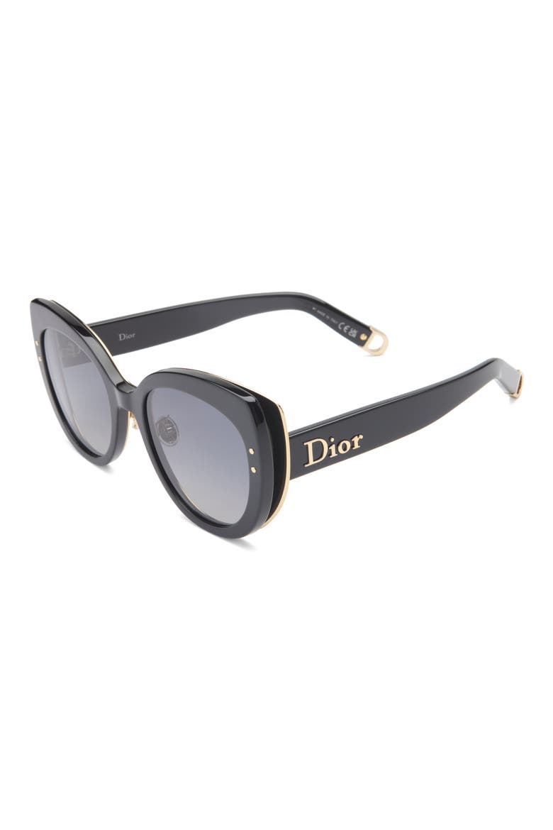 New Dior R1U 54mm Gradient Butterfly Sunglasses, Alternate, color, SHINY BLACK / GRADIENT SMOKE
