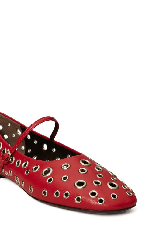Tory Burch Eyelet Mary-jane Ballet Flats In Tory Red/silver