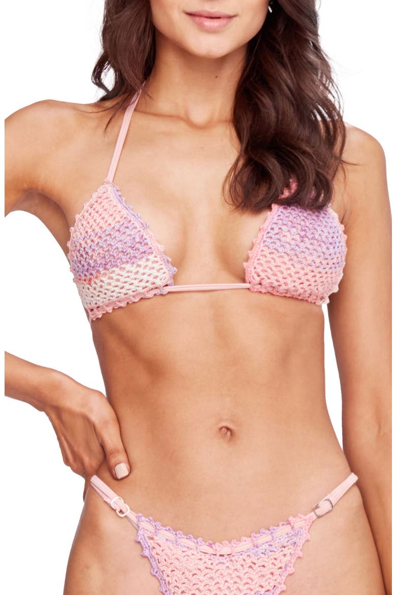 Kendall Crochet Bikini Top, Main, color, PINK