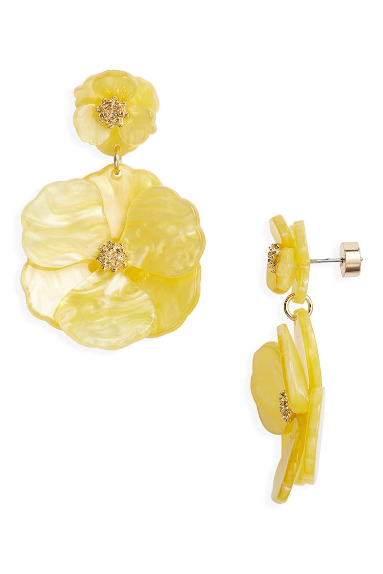 Pansy Drop Earrings, Main, color, YELLOW- GOLD