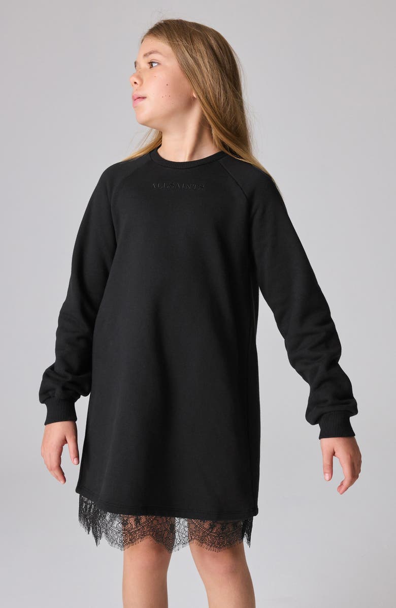 smALLSAINTS by ALLSAINTS Lace Trim Sweatshirt Dress, Alternate, color,