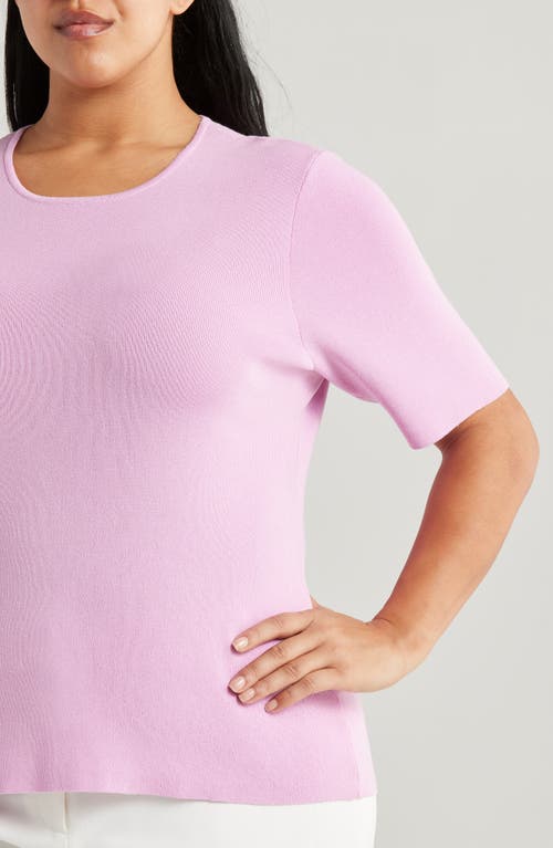Tahari Asl Short Sleeve Sweater In Pink Macaroon