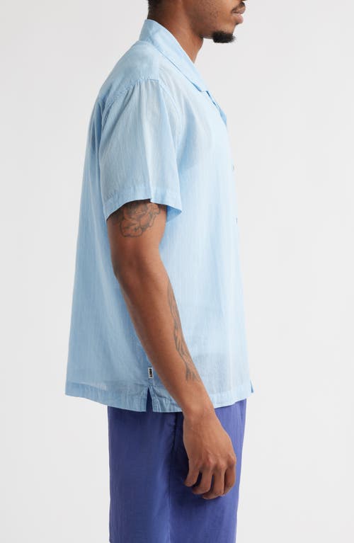 Obey Donnie Stripe Short Sleeve Cotton Button-up Shirt In Blue