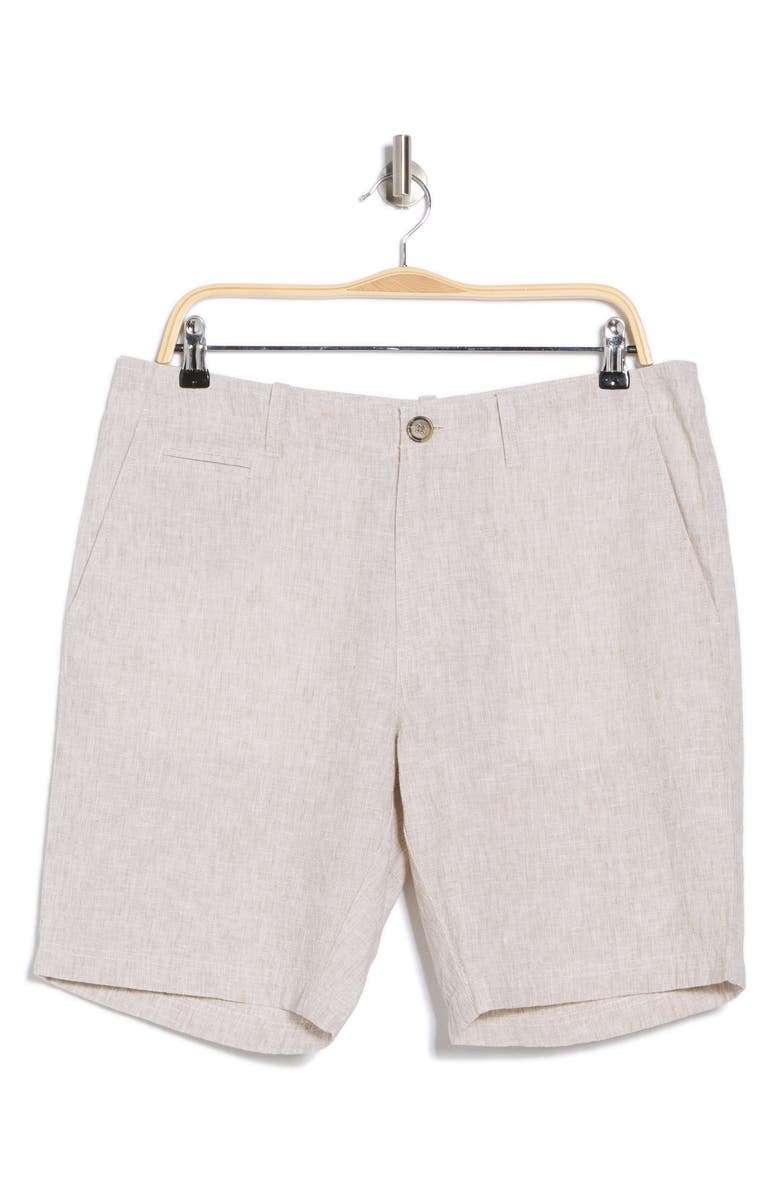 14th & Union Linen Blend Trim Fit Shorts, Alternate, color, Tan Burrow- White Eoe