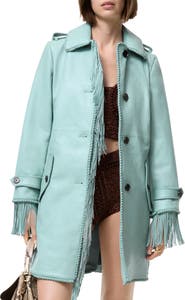 Burberry Short Fringed Leather Car Coat