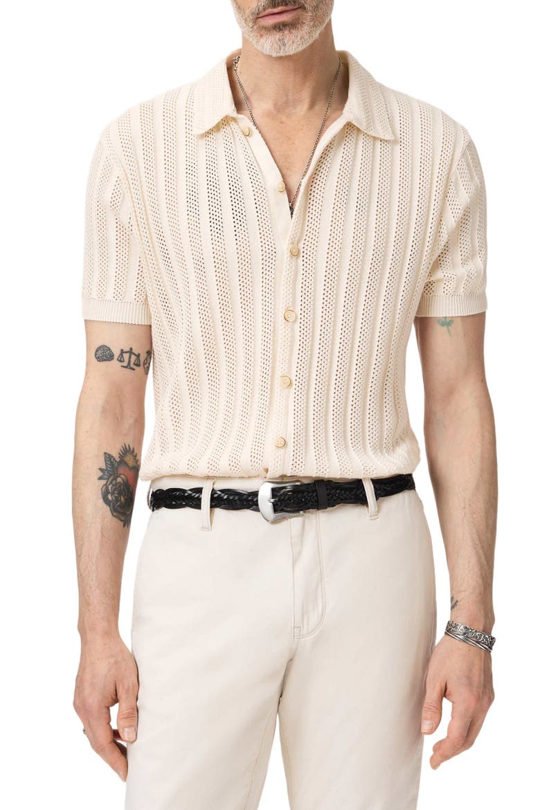 Ferone Open Stitch Stripe Stretch Cotton Sweater, Main, color, IVORY