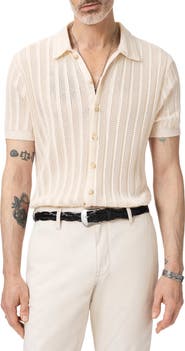 John Varvatos Ferone Open Stitch Stripe Stretch Cotton Sweater