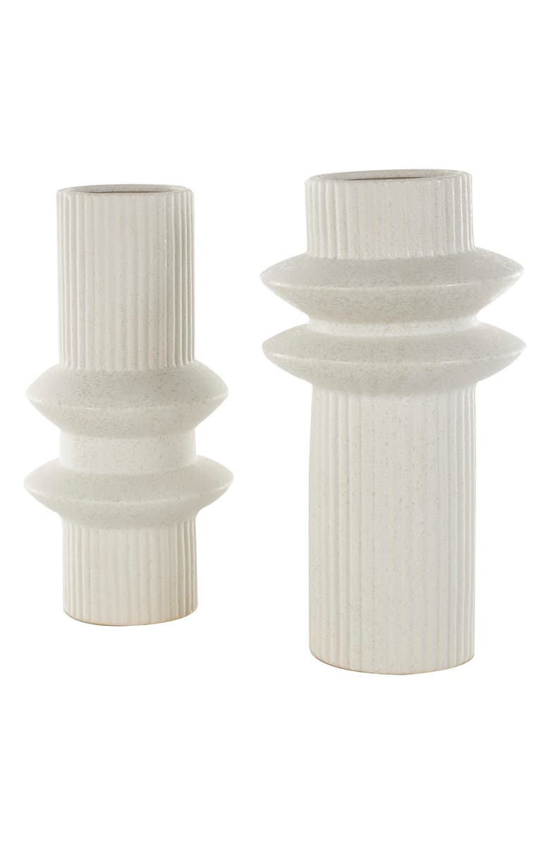 GINGER BIRCH STUDIO 2-Piece Ceramic Vase Set, Alternate, color, White