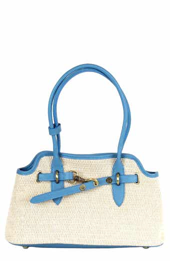 Persaman New York Marlow Raffia & Leather Shoulder Bag
