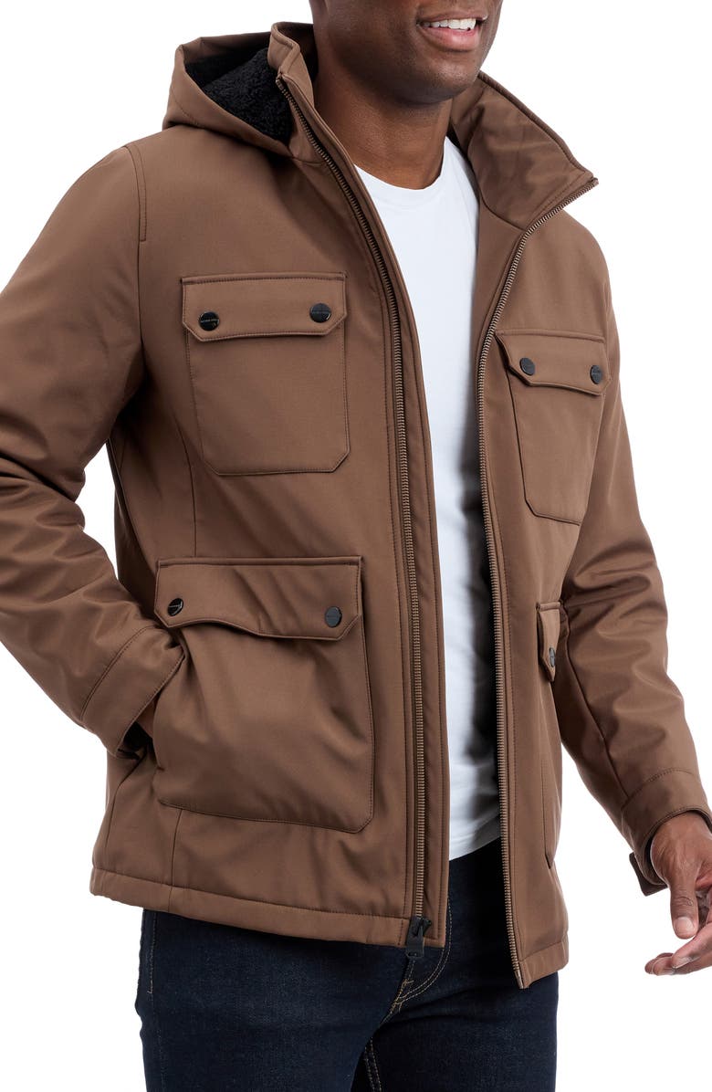 Michael Kors Moblown Hooded Coat, Alternate, color, Mocha