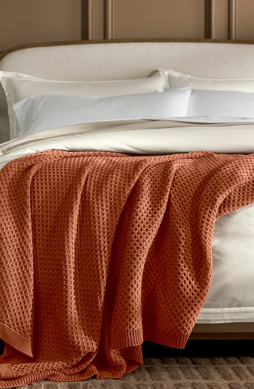 Boll & Branch Honeycomb Knit Throw Blanket In Orange