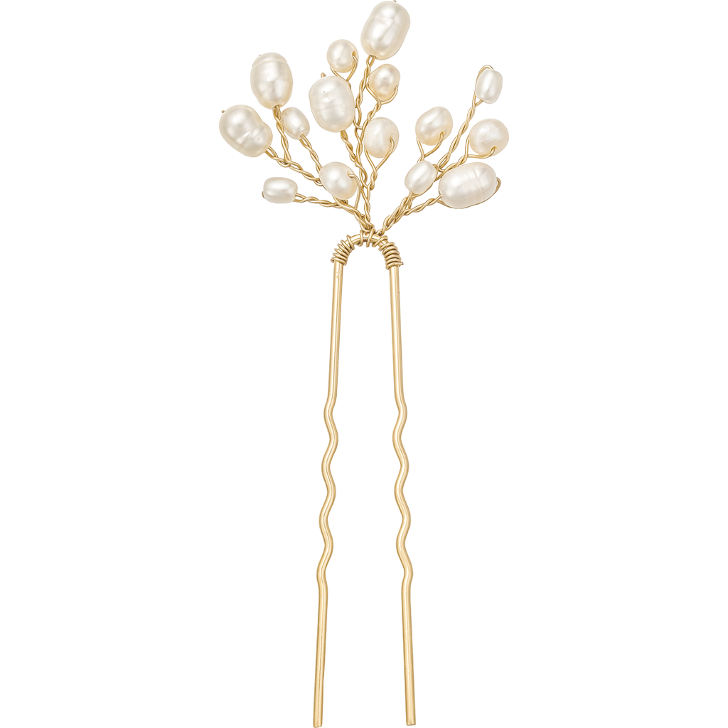 Untamed Petals Parker Pearl Hair Pin In Gold