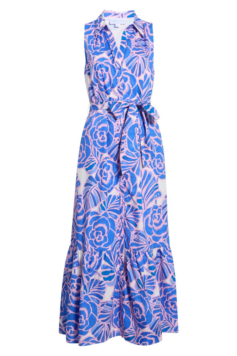 Cileah Floral Sleeveless Cotton Shirtdress, Alternate, color, WHITE-PINK-BLUES