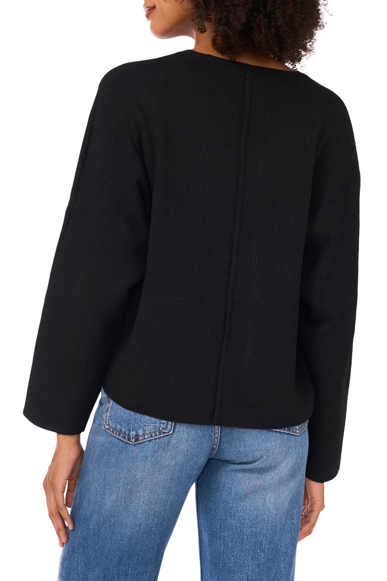 V-Neck Ribbed Sweater, Alternate, color, RICH BLACK