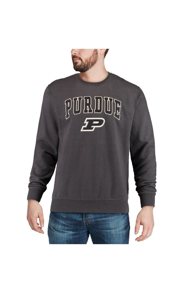 Men's Colosseum Charcoal Purdue Boilermakers Arch & Logo Crew Neck Sweatshirt, Alternate, color, Charcoal