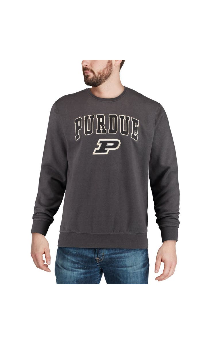 COLOSSEUM Men's Colosseum Charcoal Purdue Boilermakers Arch & Logo Crew Neck Sweatshirt, Alternate, color, Charcoal