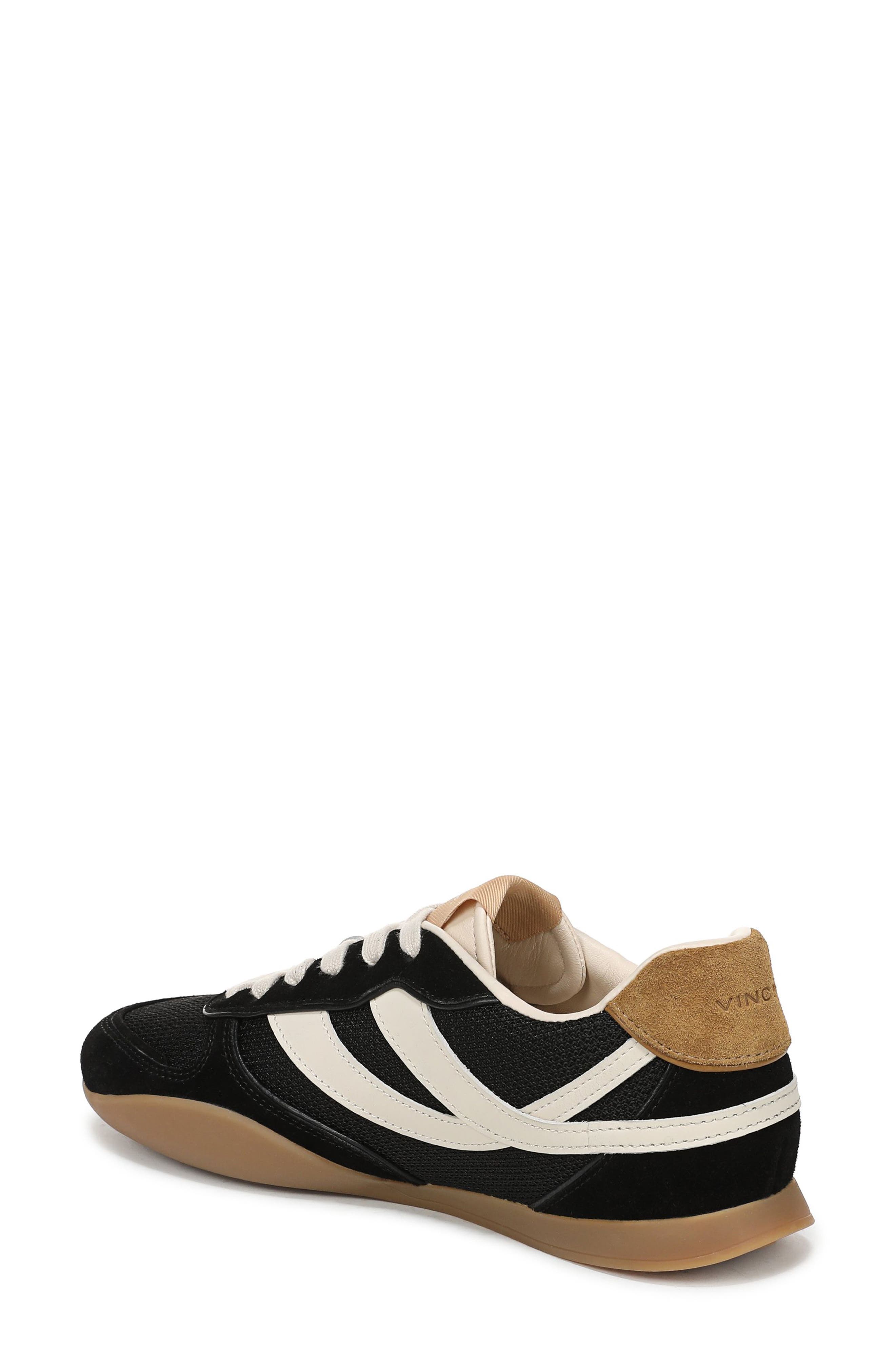 Echo Trainer Leather Sneaker, Alternate, color, BLACK/ FLAX
