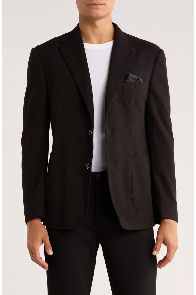 Solid Pique Knit Sport Coat, Main, color, BLACK