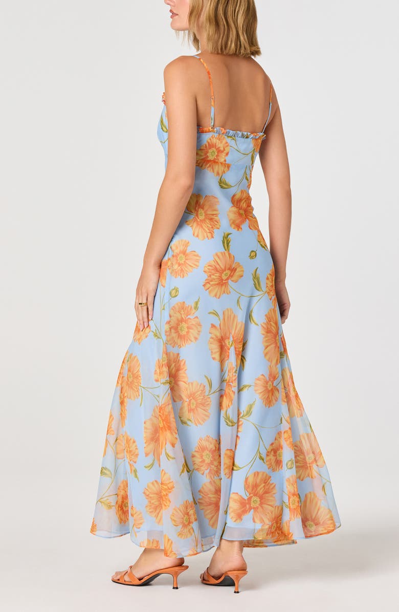 ASTR the Label Maeryn Floral Chiffon Maxi Dress, Alternate, color, Blue Orange Floral