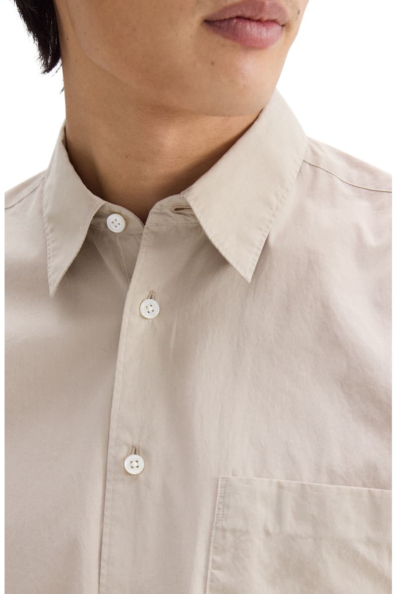 Weekend Solid Cotton Button-Up Shirt, Alternate, color, EARL GREY