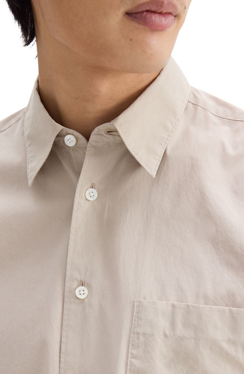 Theory Weekend Solid Cotton Button-Up Shirt, Alternate, color, Earl Grey
