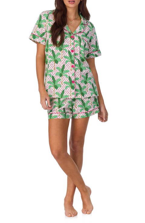 Print Stretch Organic Cotton Jersey Short Pajamas (Regular & Plus)