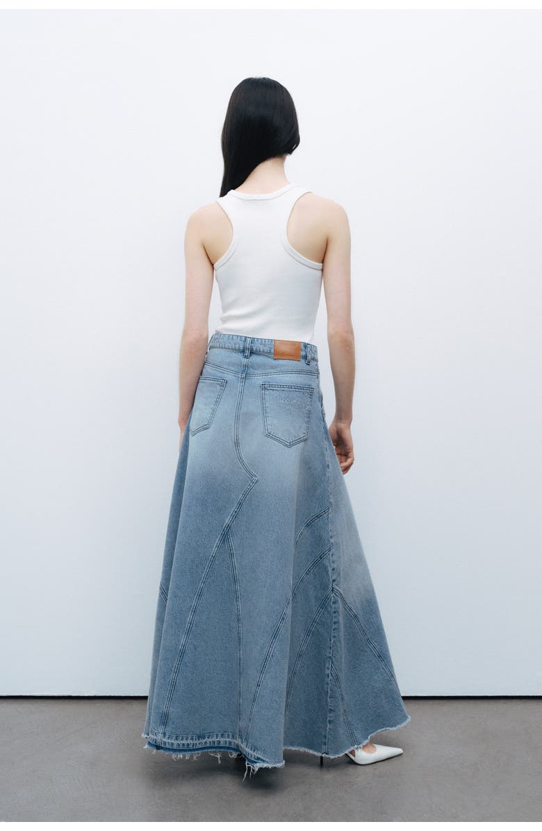 Nocturne Slit Detailed Maxi Denim Skirt, Alternate, color,