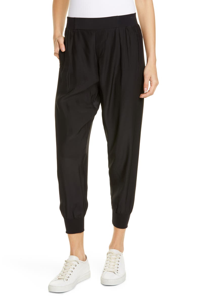Silk Joggers, Main, color, BLACK