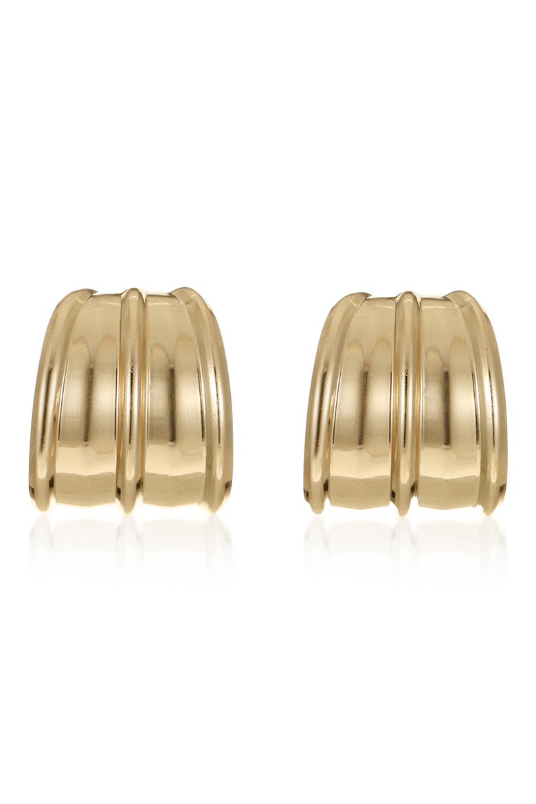 Fan Hoop Earrings, Alternate, color, GOLD