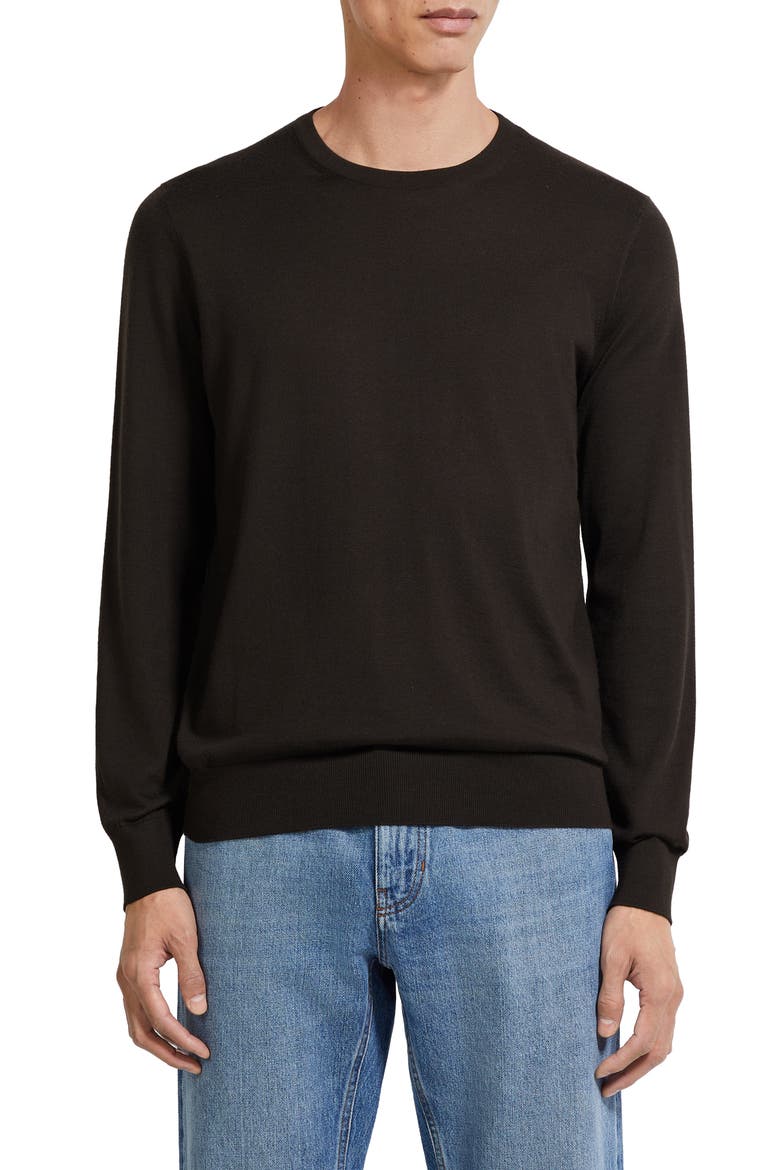 Cashseta Mélange Cashmere & Silk Sweater, Main, color, DARK BROWN MELANGE