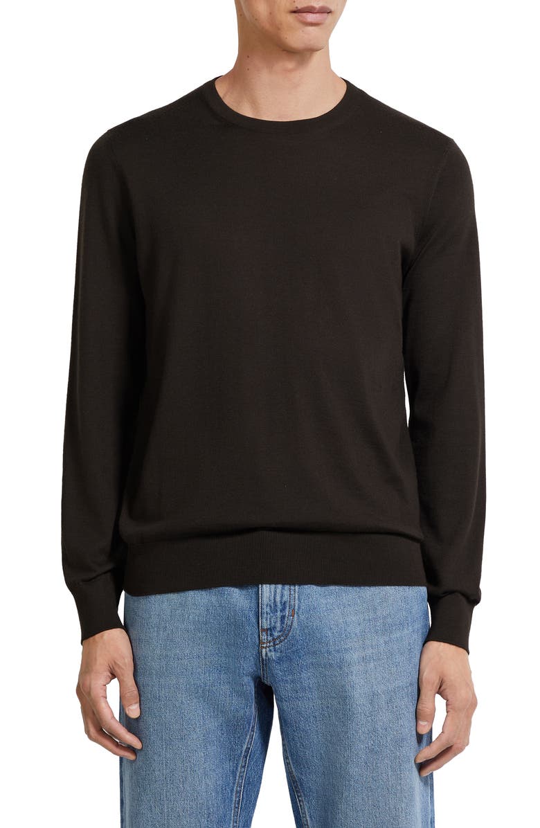 ZEGNA Cashseta Mélange Cashmere & Silk Sweater, Main, color, Dark Brown Melange