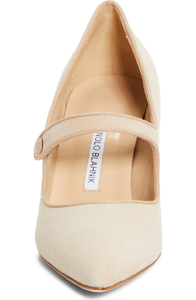 Manolo Blahnik Campariba Pointed Toe Mary Jane Pump, Alternate, color, Beige