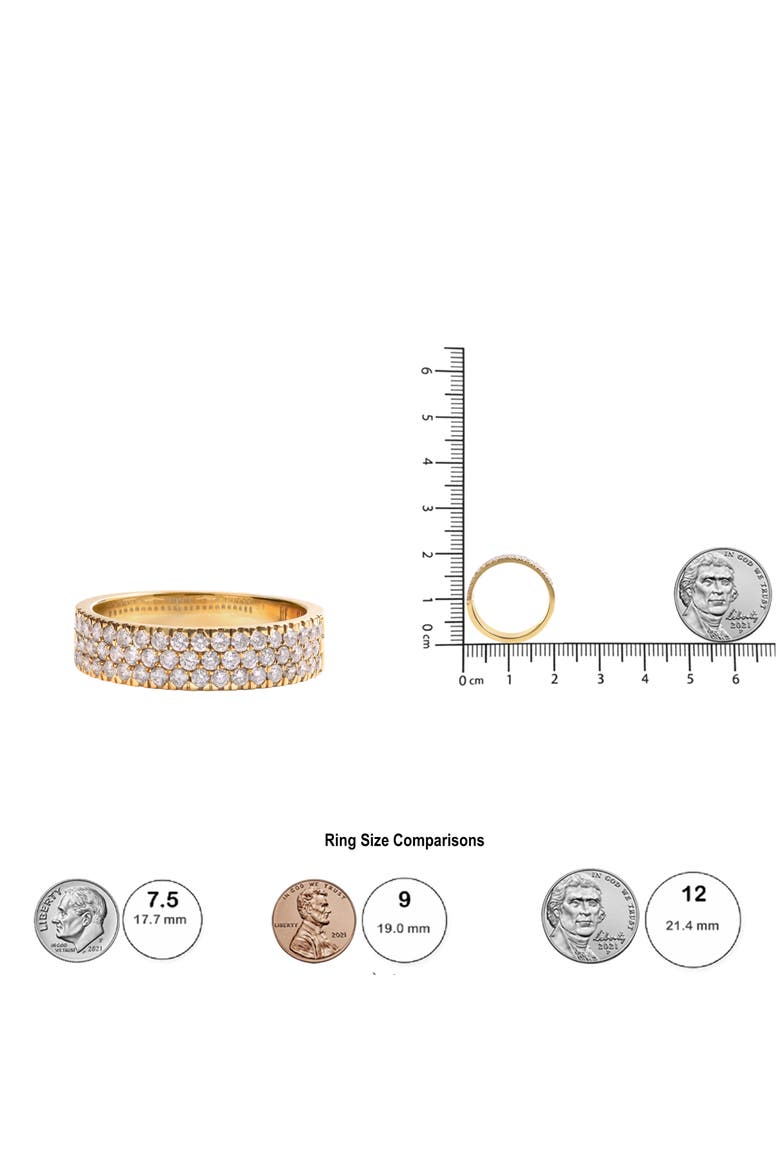 14K Yellow Gold Pave Set 3/4 cttw Multi Row Diamond Band Ring  (H-I Color, SI2-I1 Clarity) - Size 7, Alternate, color, Yellow Gold