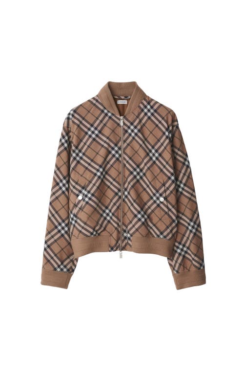 Burberry Check Wool Blend Harrington Jacket Clothing In Linden