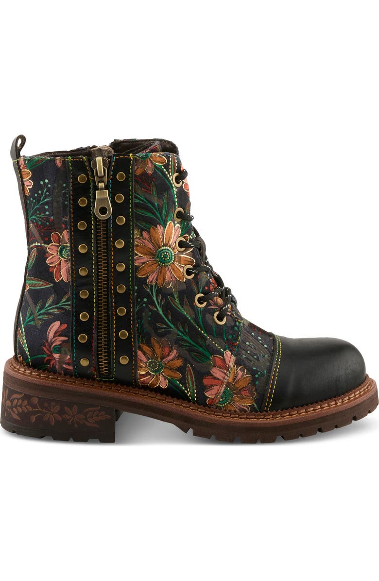 L'Artiste by Spring Step Cordea Floral Lace-Up Boot, Alternate, color, Black Multi